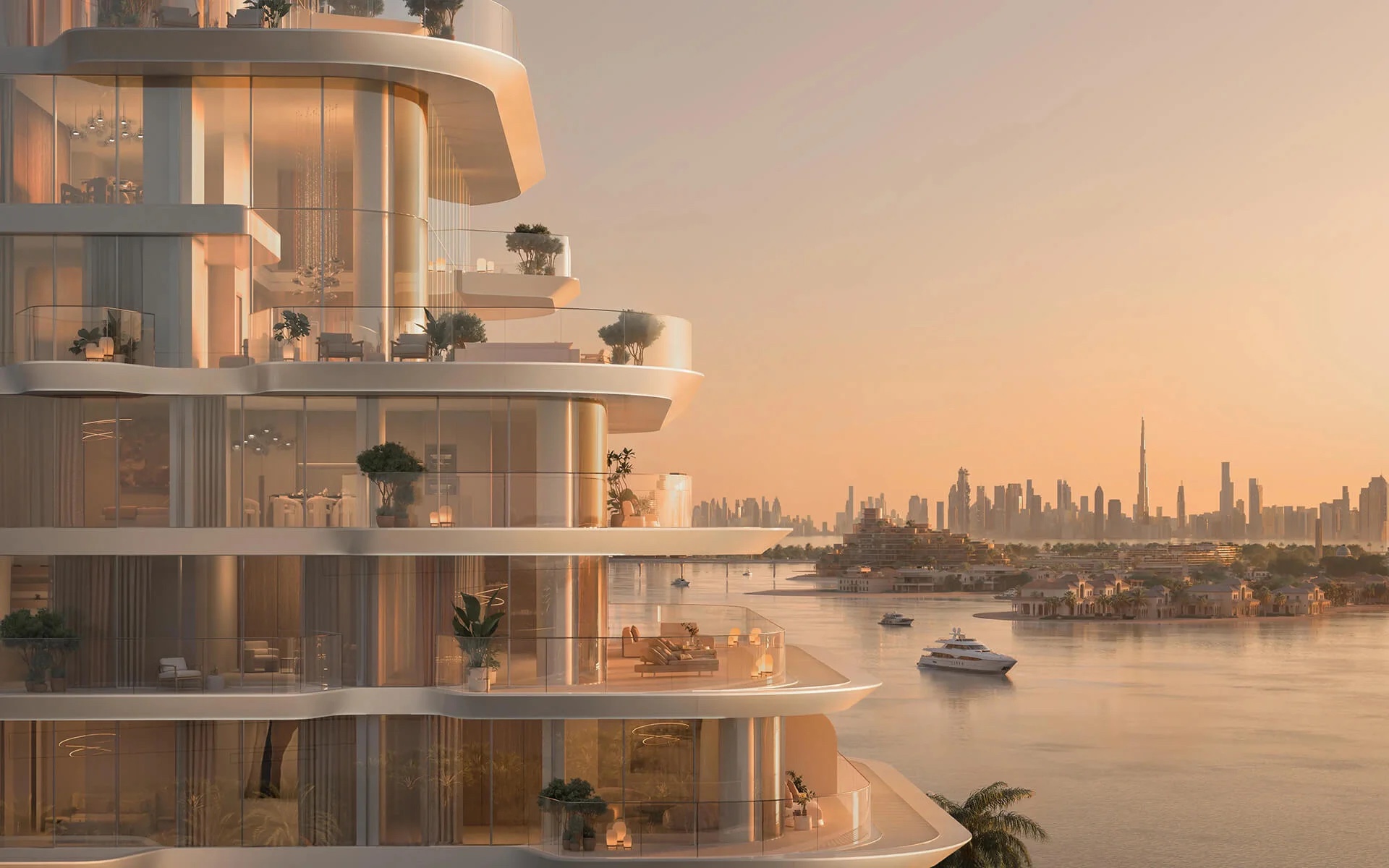 Facade at dusk, Marina skyline