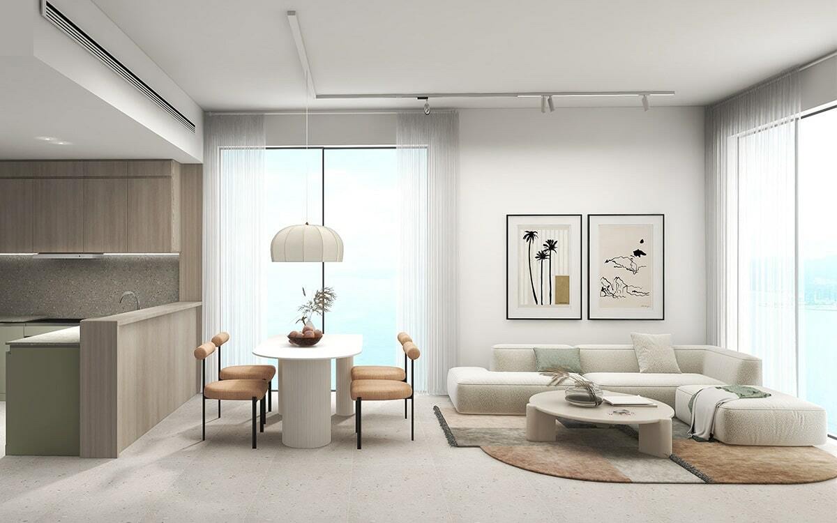 Open-plan kitchen and living